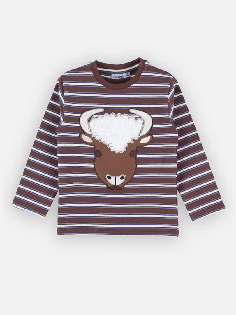 T shirt longues manches buffle brun chocolat Noukie's Marron