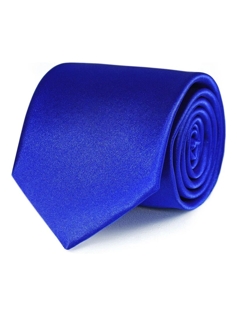 Cravate Satin Unie Fabriqué en Europe Bleu saphir
