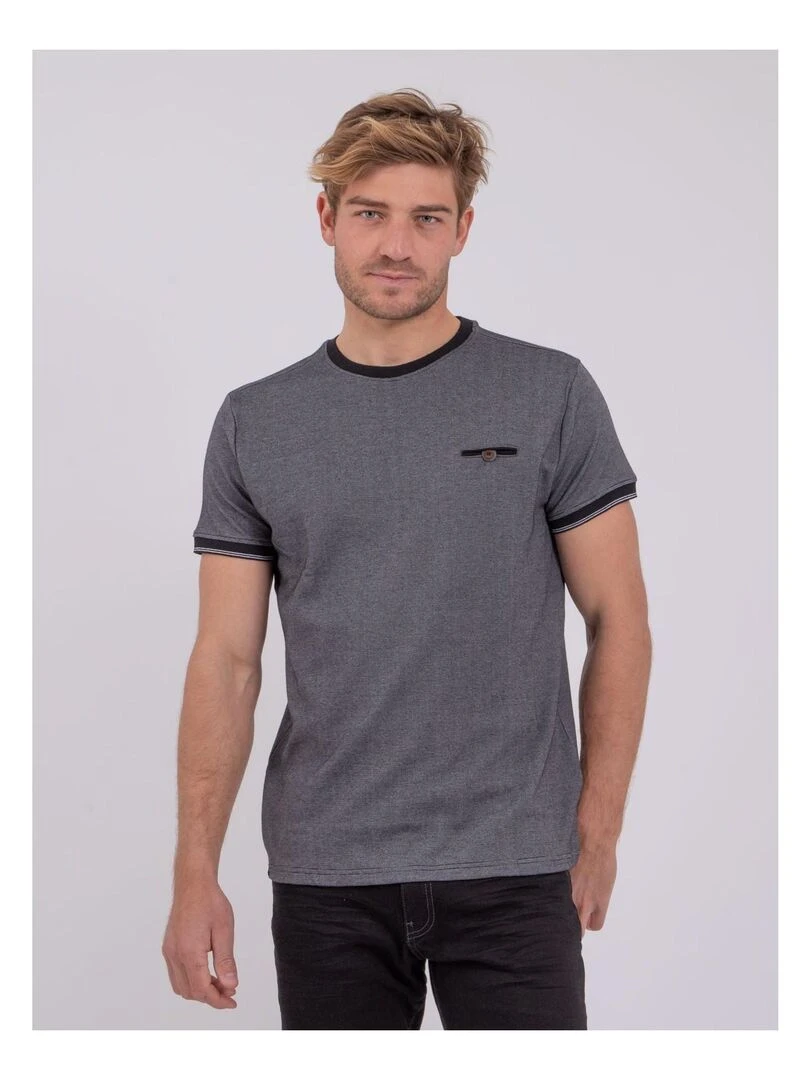 T shirt manches courtes col rond pur coton NOMIKO Noir