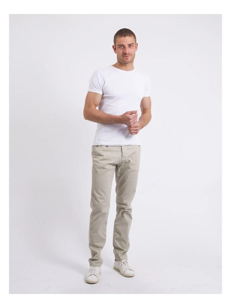 Pantalon chino slim CODY   Ecru