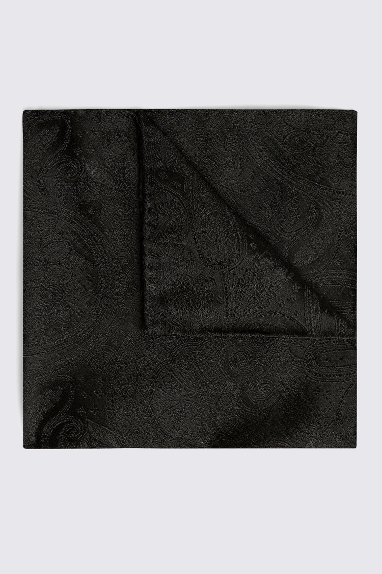 Black Wedding Paisley Pocket Square Buy Online at Moss
