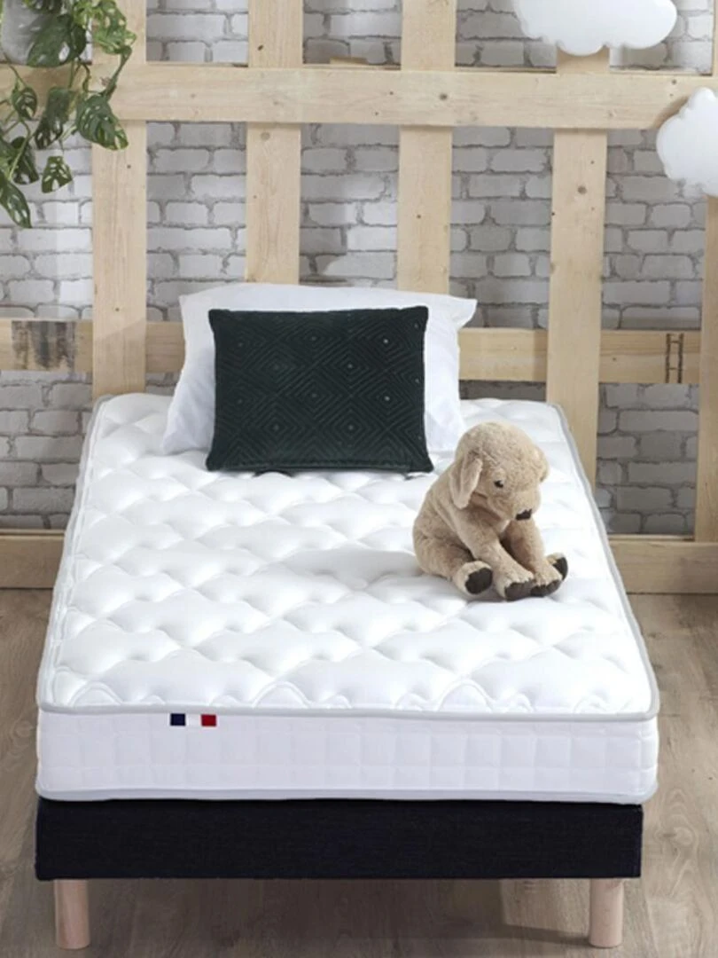 Ensemble Matelas Mousse Haute Résilience ESSENCE + Latex 3 zones +Sommier   Sommier Noir   Noir Blanc