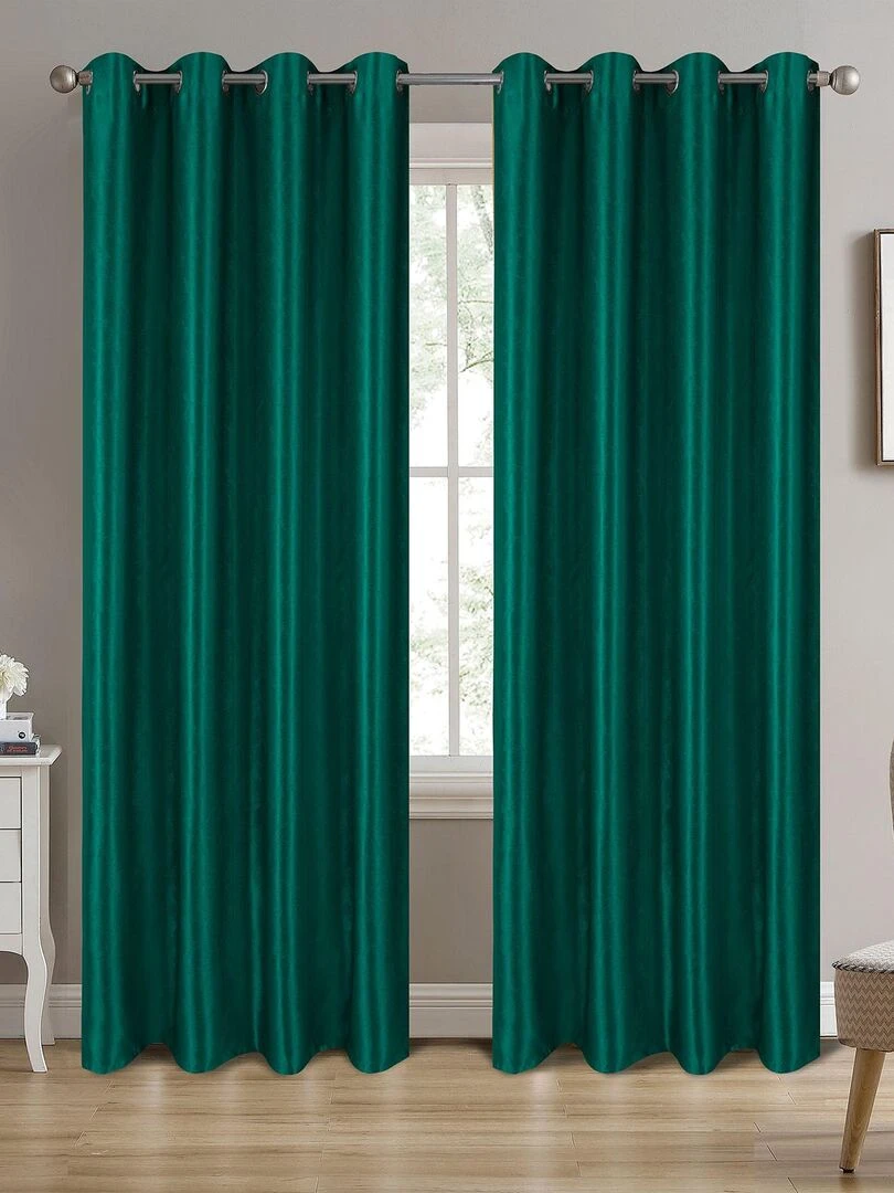 Paire de rideaux occultants à motifs géométriques Vert