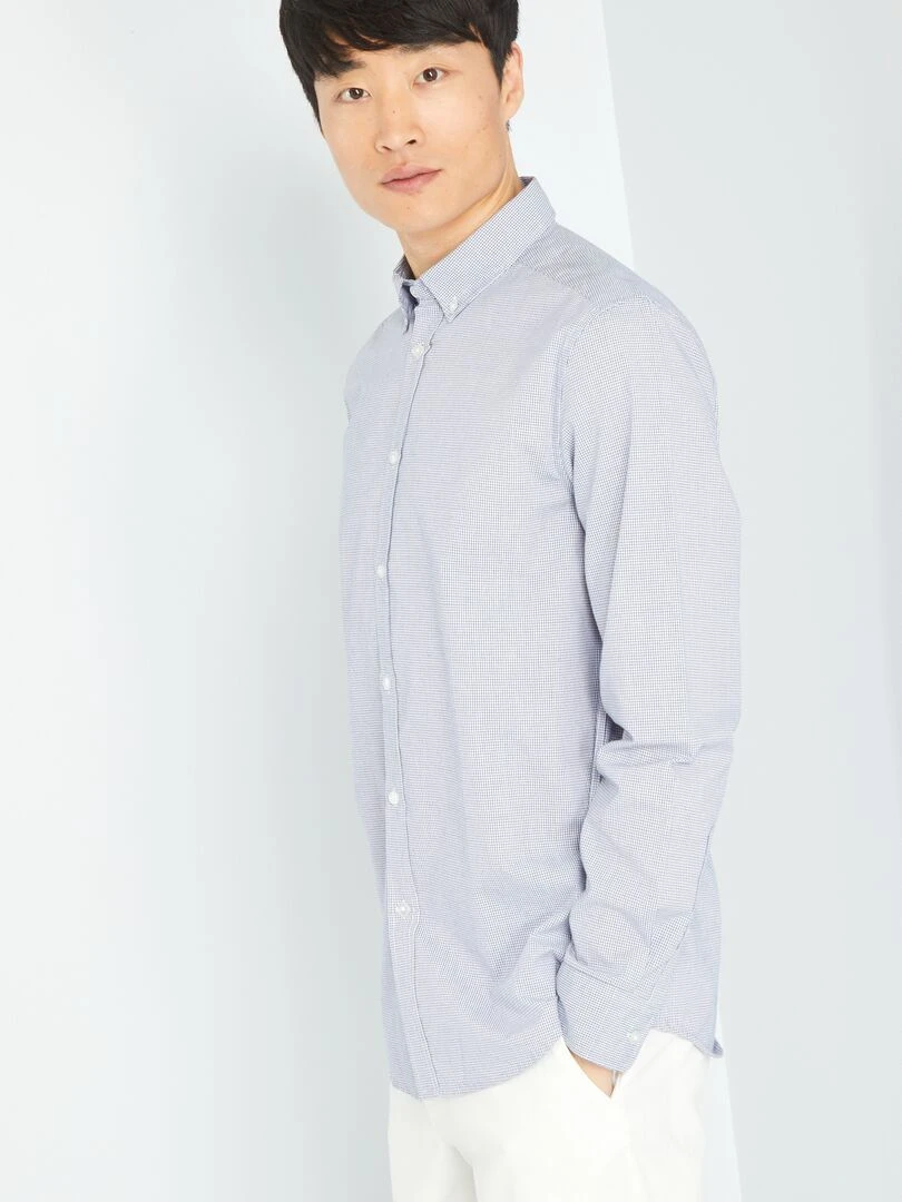 Chemise droite à carreaux Blanc/bleu marine