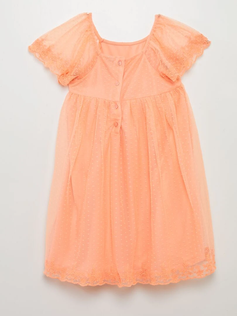 Robe trapèze en tulle plumetis   Orange