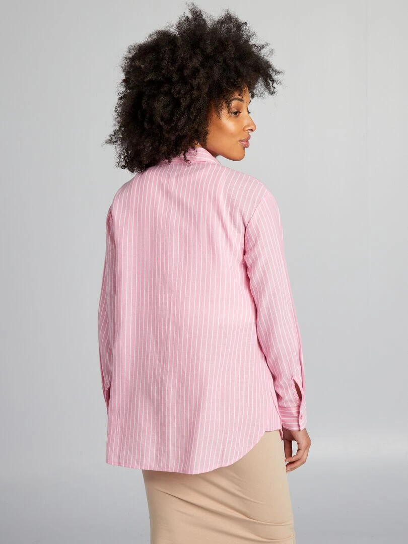 Chemise à rayures de maternité   ROSE
