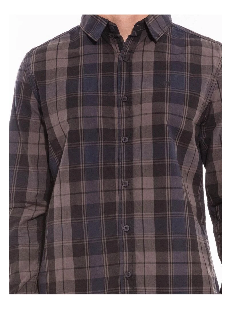 Chemise manches longues carreaux TOLYMAR   Bleu marine