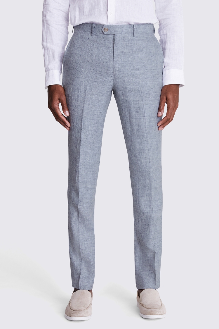 Regular Fit Light Blue Linen Trousers   Buy Online at Moss