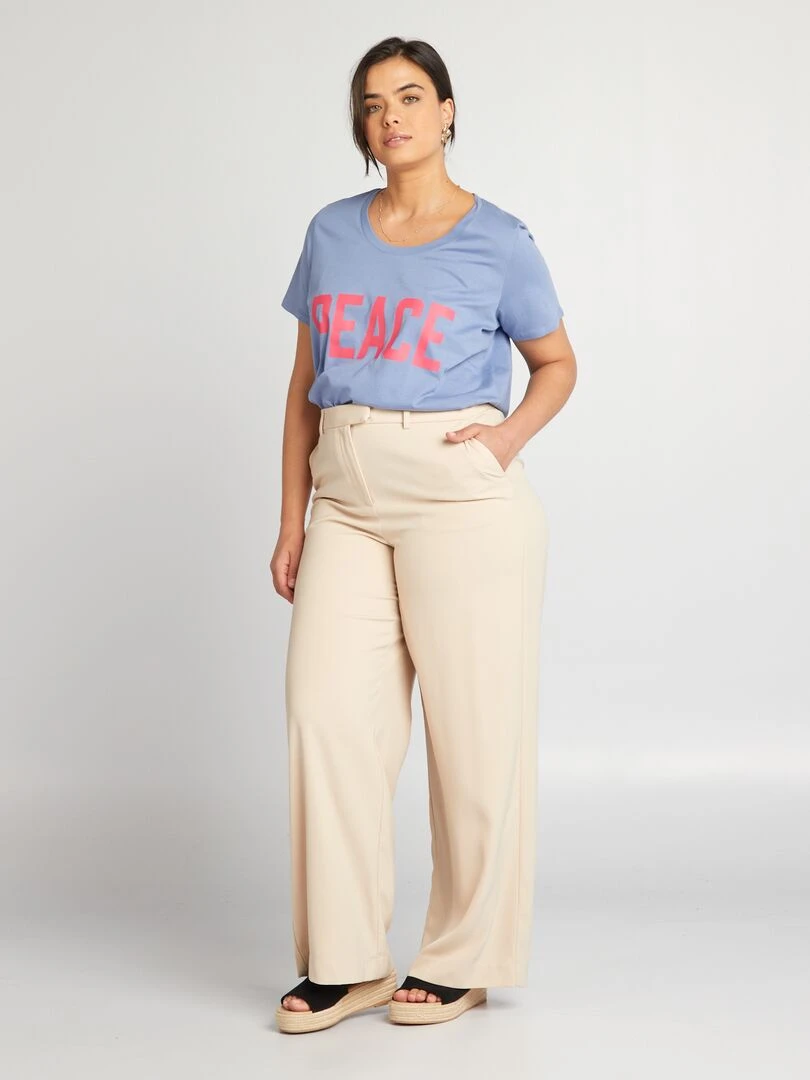 Tee shirt en coton avec imprimé Bleu foncé