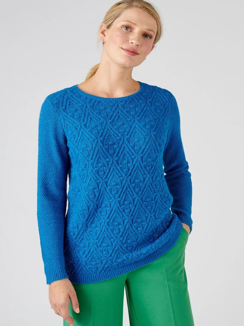 Pull col rond chaud Damart Bleu