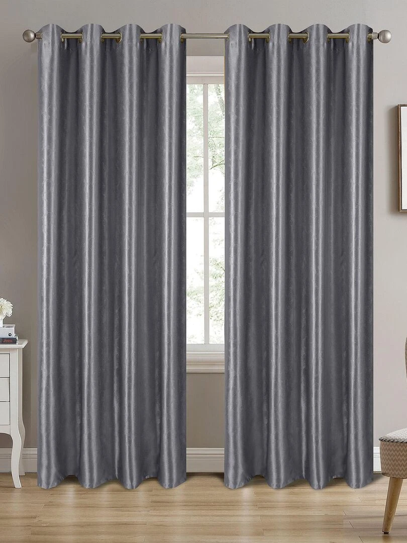 Paire de rideaux occultants à motifs géométriques gris anthracite