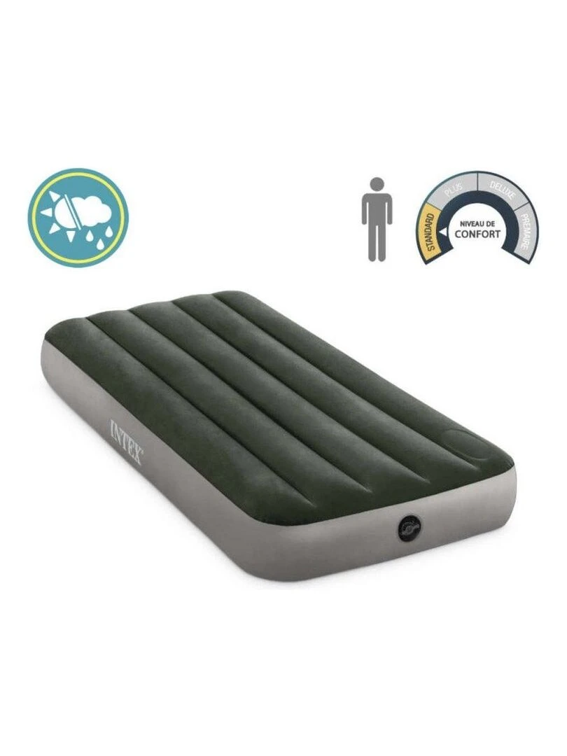 Matelas gonflable Airbed 1 place avec gonfleur intégré   Vert