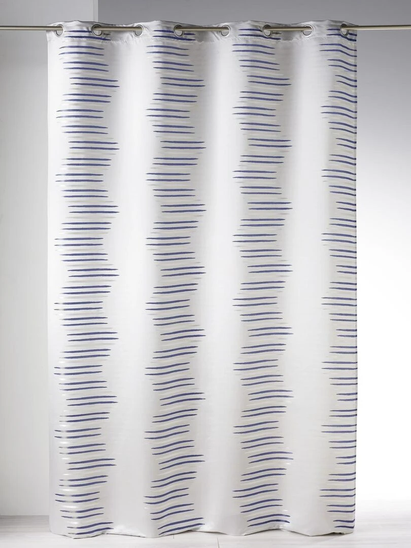 Rideau en jacquard à vagues fantaisies Bleu