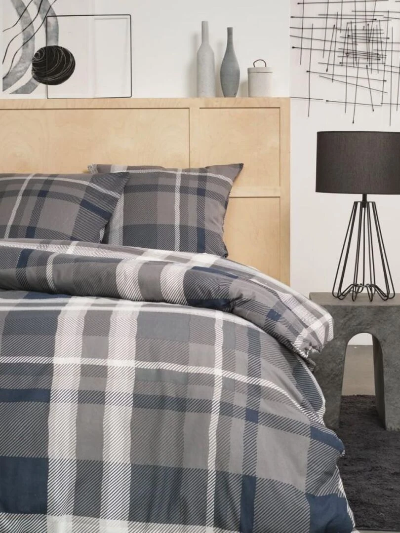 Housse de couette flanelle Today 2.19 + taie(s) 100% coton Gris