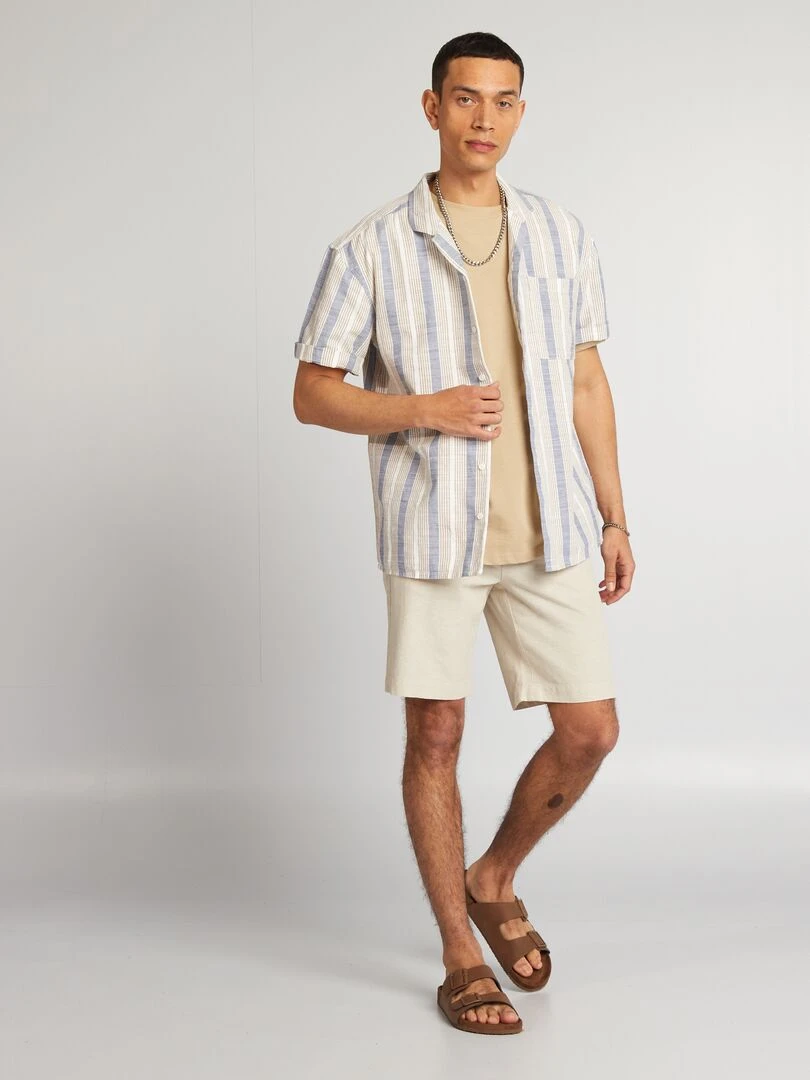 Bermuda en lin mélangé   Beige