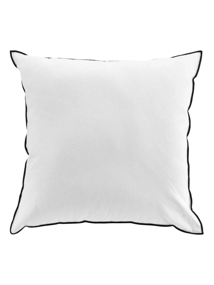 Coussin avec surjet en coton recyclé Blanc