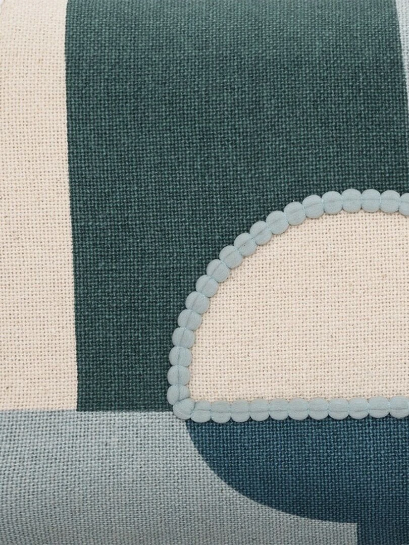 Housse de coussin géométrique brodé 30x50 cm   Bleu
