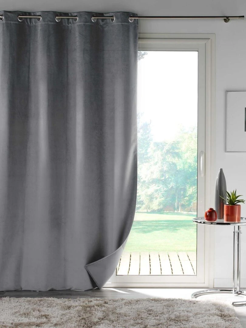 Rideau en velours au style cossu Gris clair