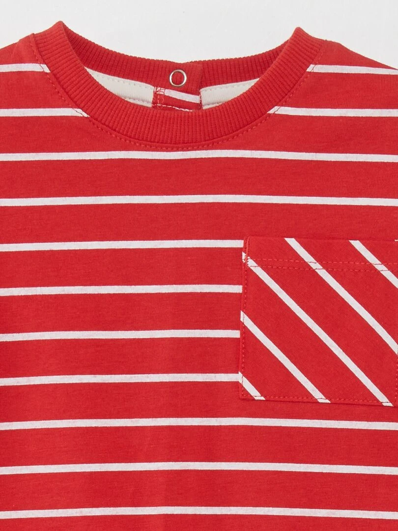 T shirt à rayures Rouge