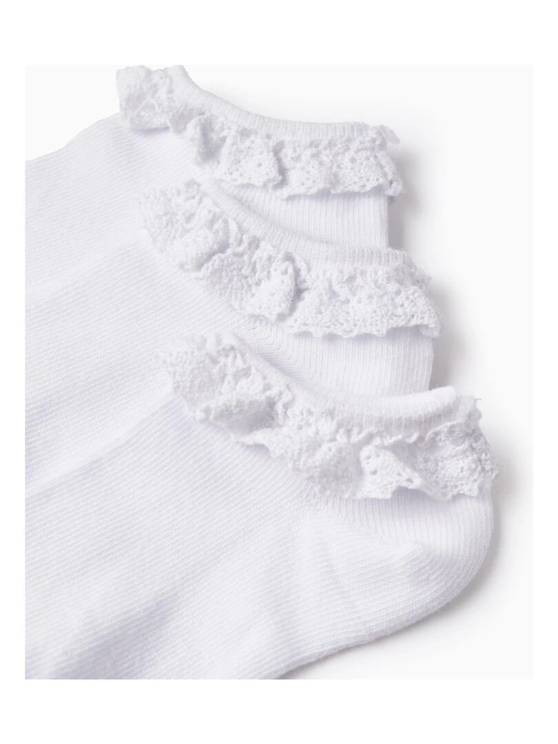 Lot 3 Paires de Chaussettes avec Dentelle pour Fille ESSENTIALS LINE Blanc