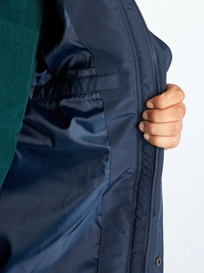 Doudoune avec capuche fausse fourrure   Bleu