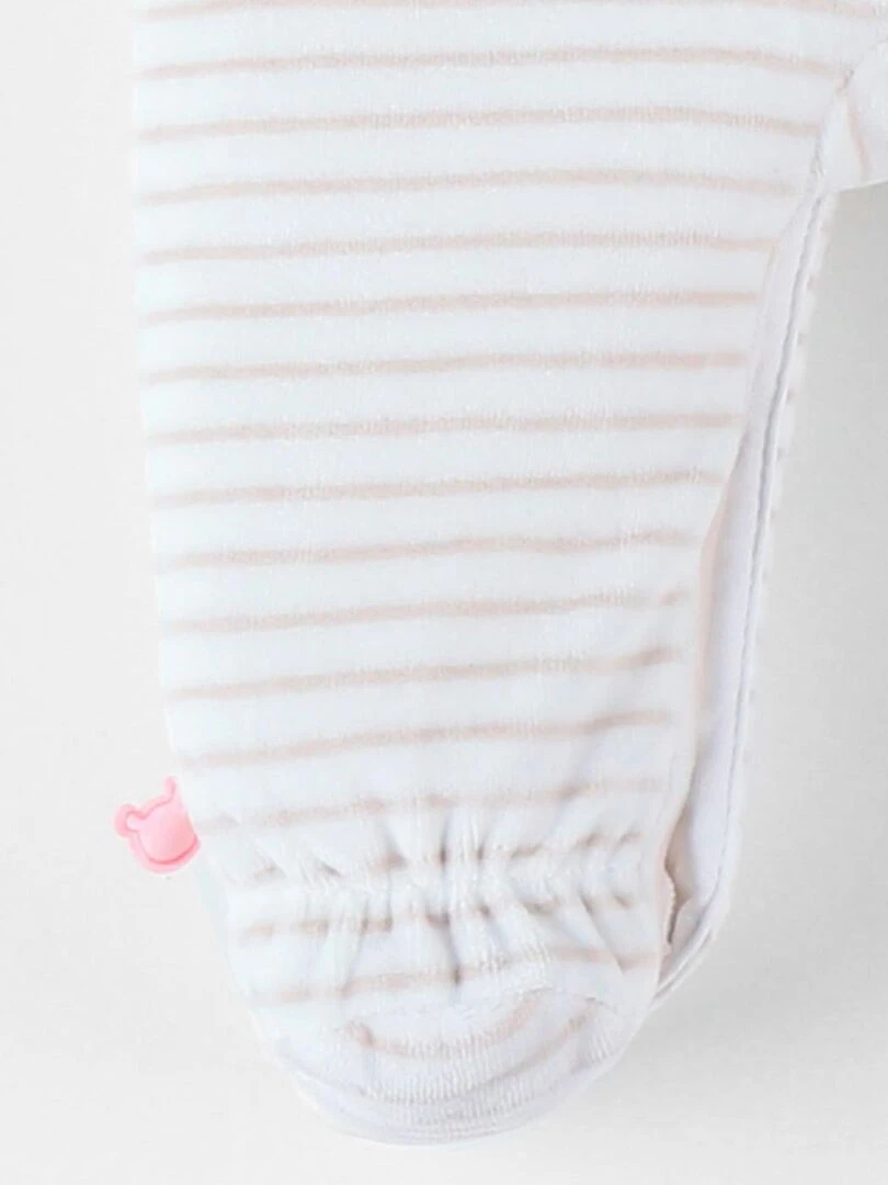 Pyjama 1 pièce rayé en velours  écru/greige   Noukie's   Beige