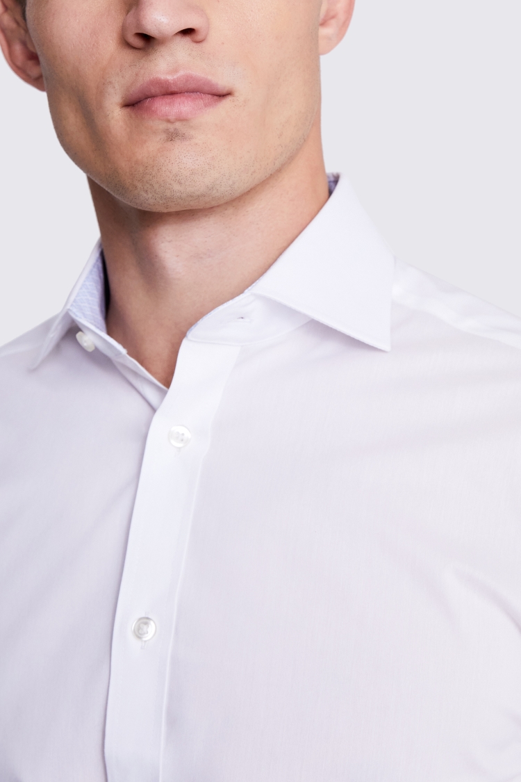 Tailored Fit White Stretch Contrast Shirt Buy Online at Moss