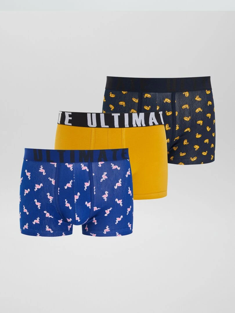 Lot de 3 boxers fantaisie Bleu/jaune