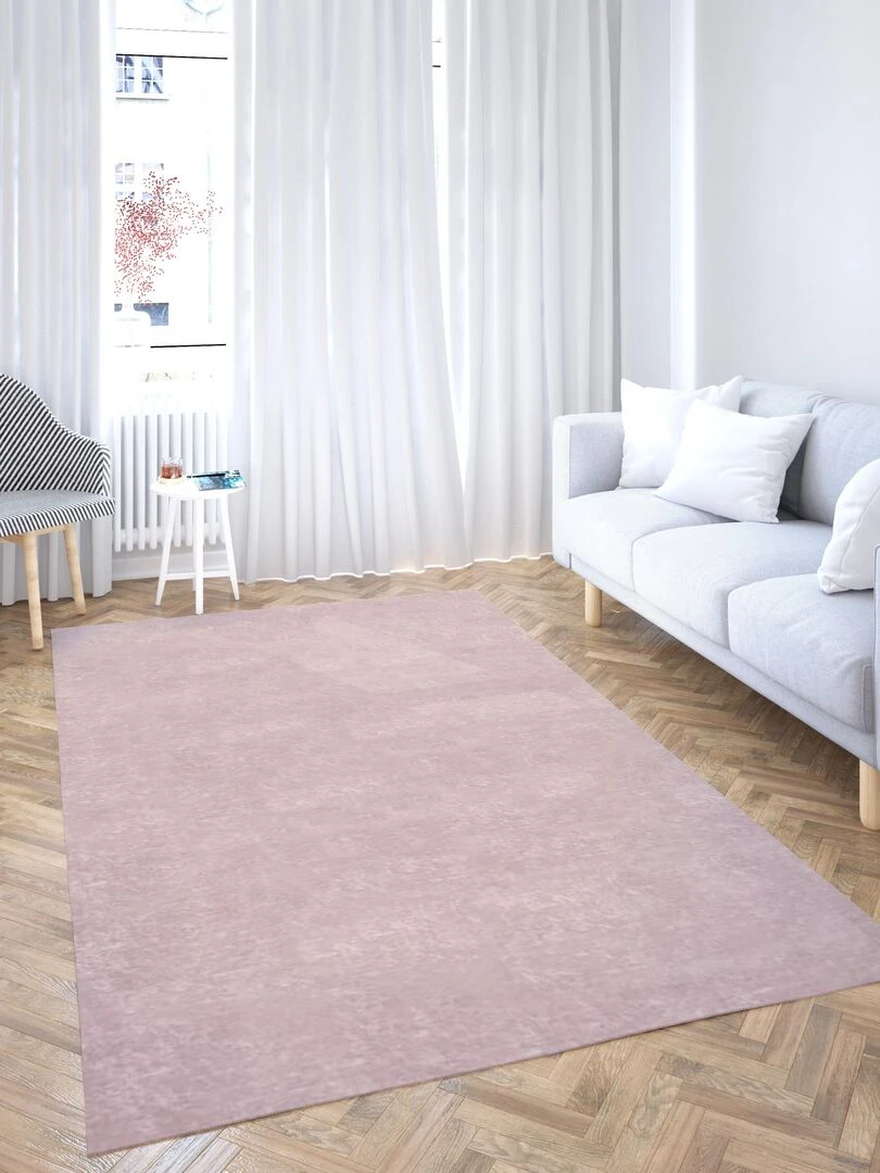 Tapis Pastel Uni Rose Rose