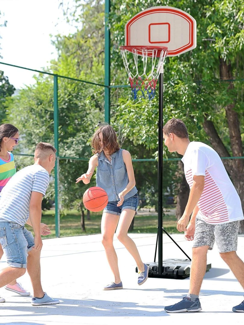 Panier de Basket Ball sur pied hauteur réglable 2 1   2 5 m noir blanc   Noir