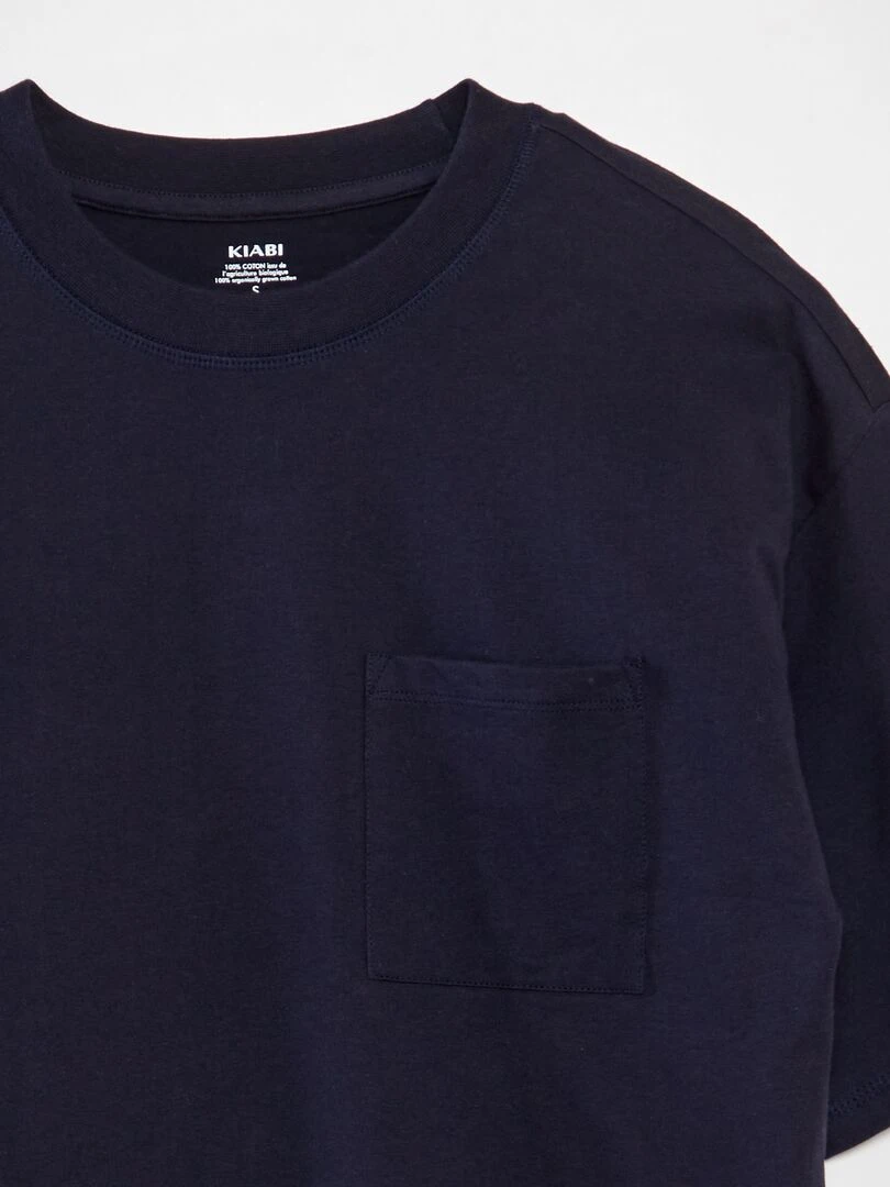 Tee shirt uni coupe large Bleu marine