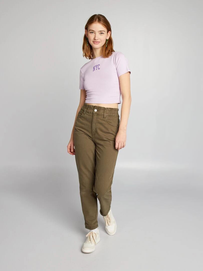 Crop top en jersey avec imprimé 'NYC' Violet