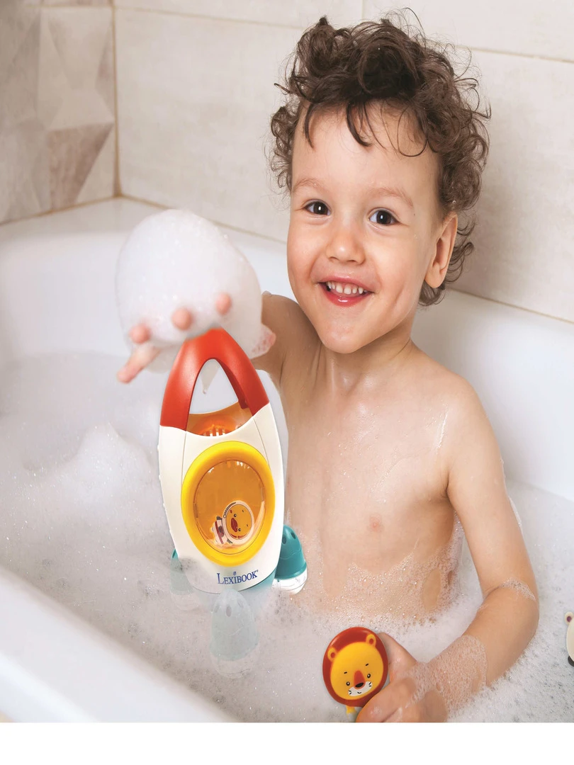Set De Jeu De Bain Fusée Avec 3 Animaux Souples   Transparent