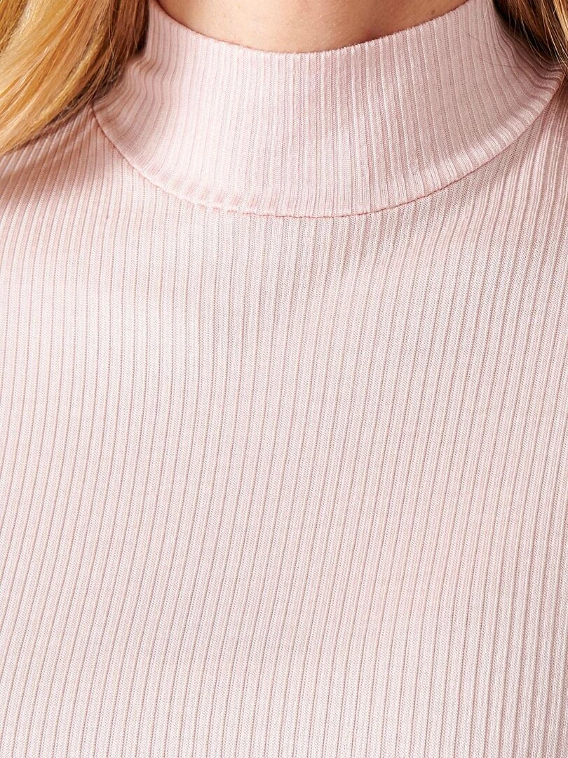 Sous pull col montant maille côtelée Thermolactyl et soie   Damart   Rose