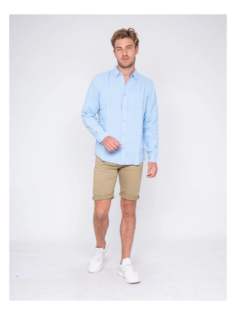 Chemise manches longues pur lin DALAMO   Bleu ciel