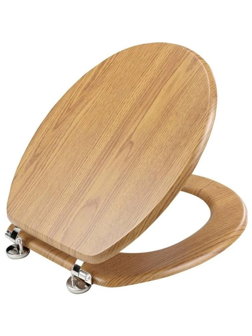 Abattant WC MDF charnières métal effet bois Strata chêne Marron