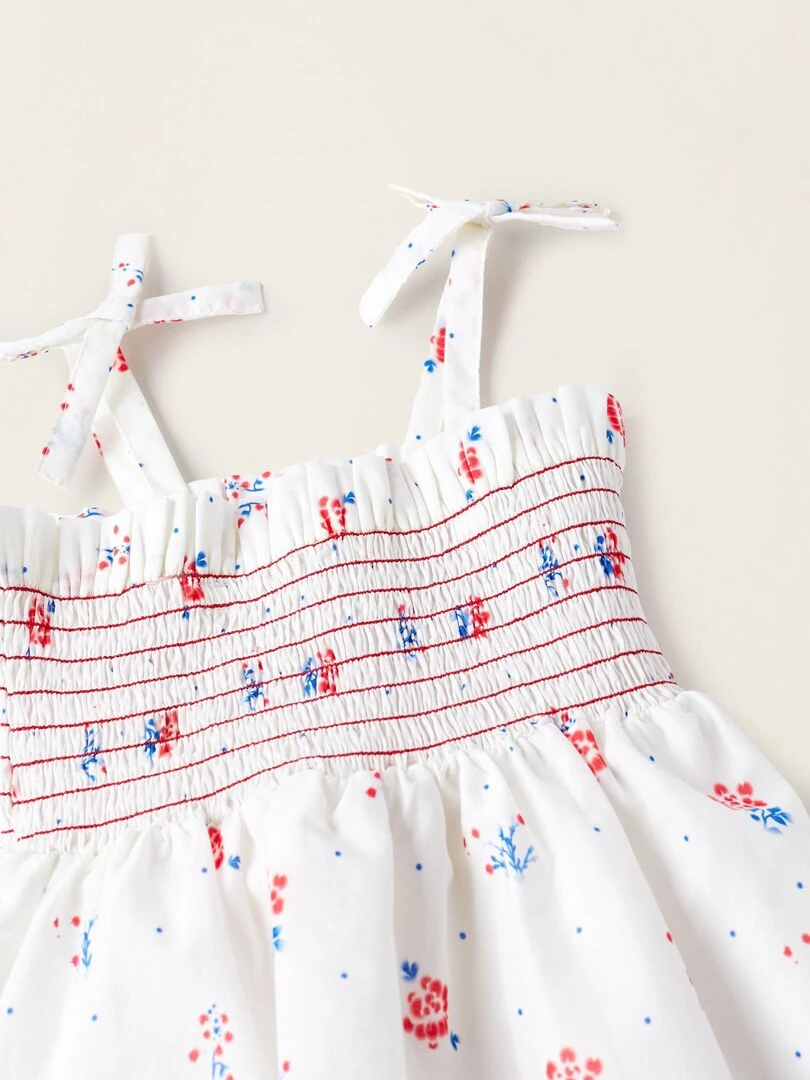 Robe + Bloomer Motif Floral pour Nouveau Née   Beige clair