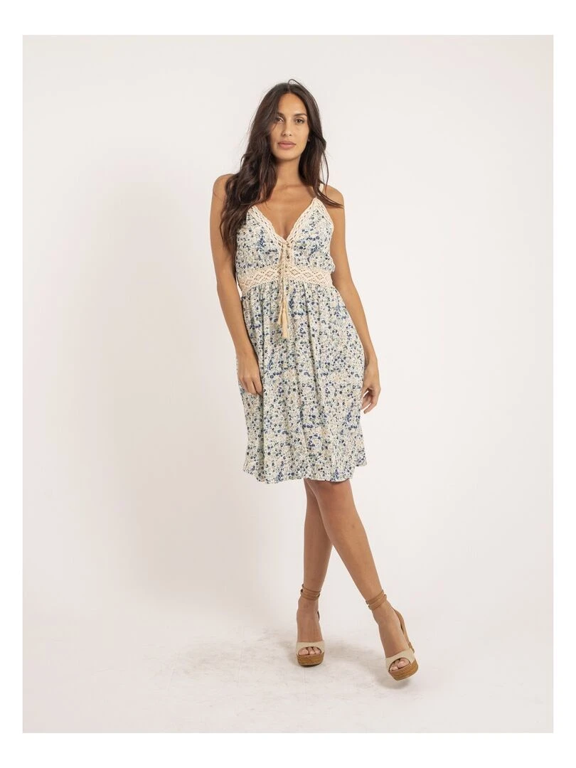 Robe courte motifs IBASS   Bleu