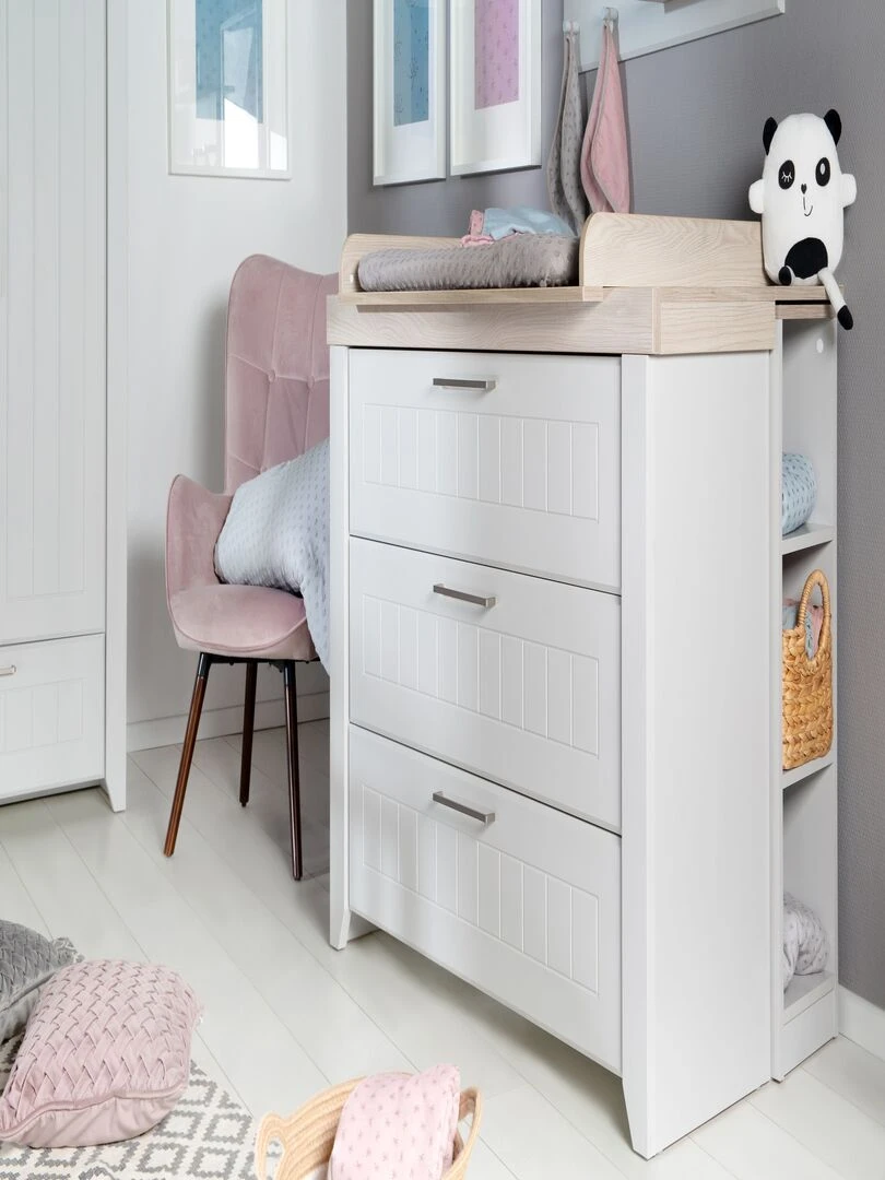 ROBA Commode à Langer "Helene" – avec Plan à Langer Amovible – 3 Tiroirs – blanc   Gris clair