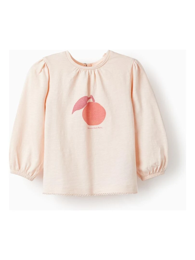 T shirt à manches longues en coton pour bébé fille manches longues SICILIAN DAYS Rose clair