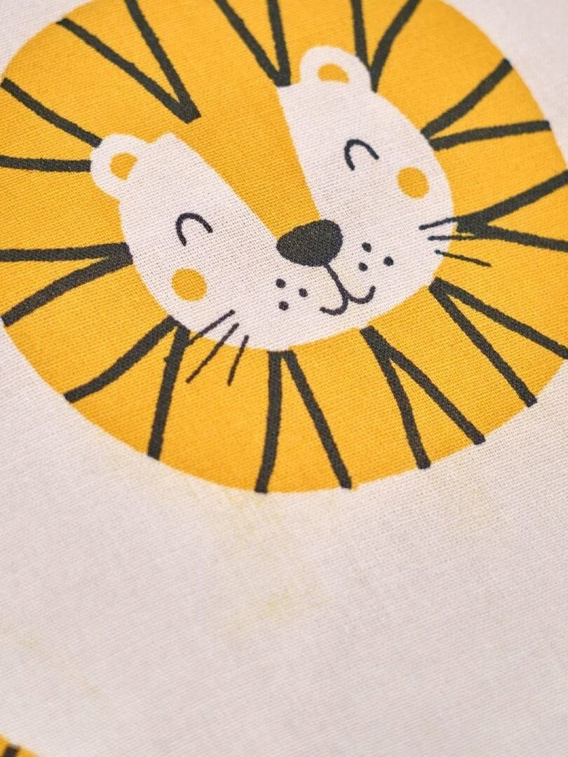 Parure de lit imprimé 'HAPPY LION' 'TODAY'   Gris