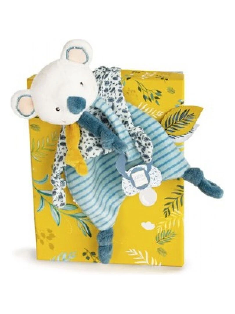 Coffret doudou attache sucette Yoca le koala (20 cm) Bleu