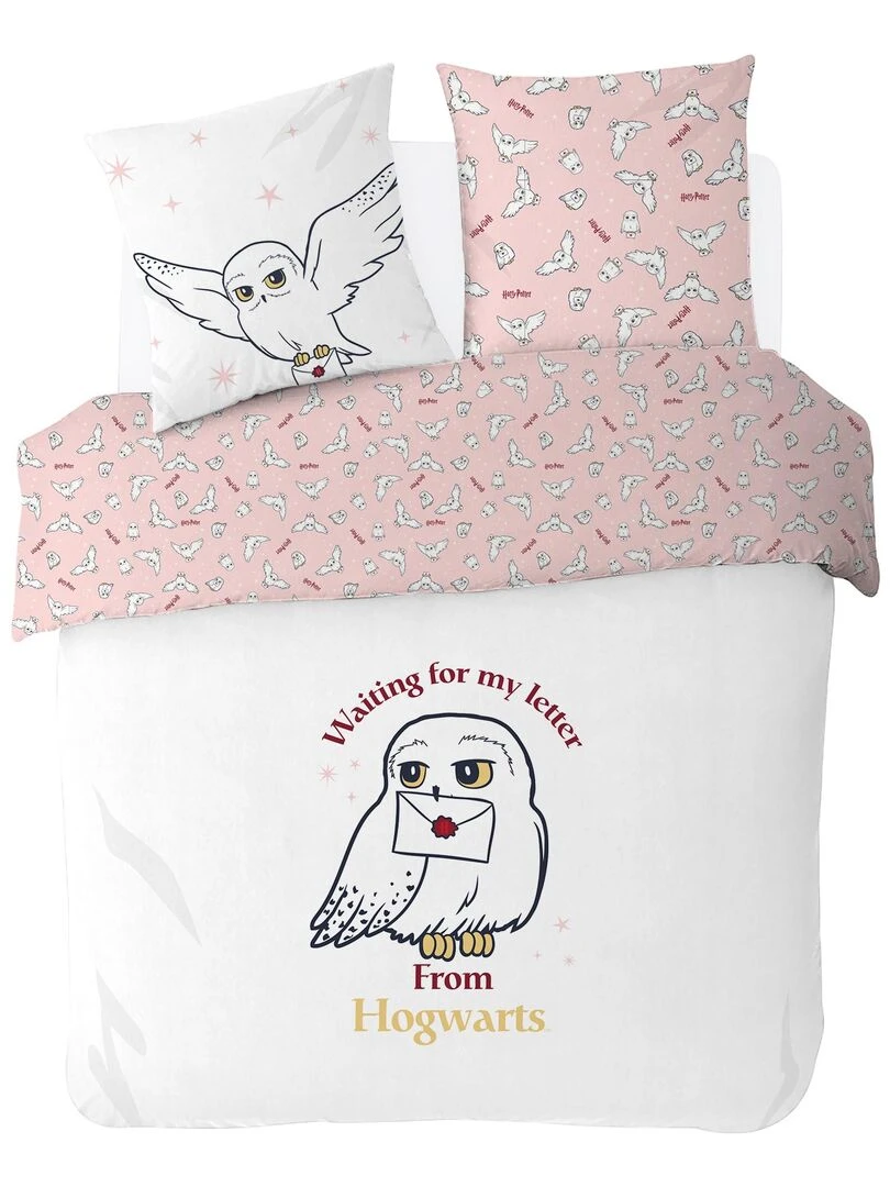 Housse de couette Harry Potter Hedwige Hogwarts 220x240 cm Polycoton Blanc