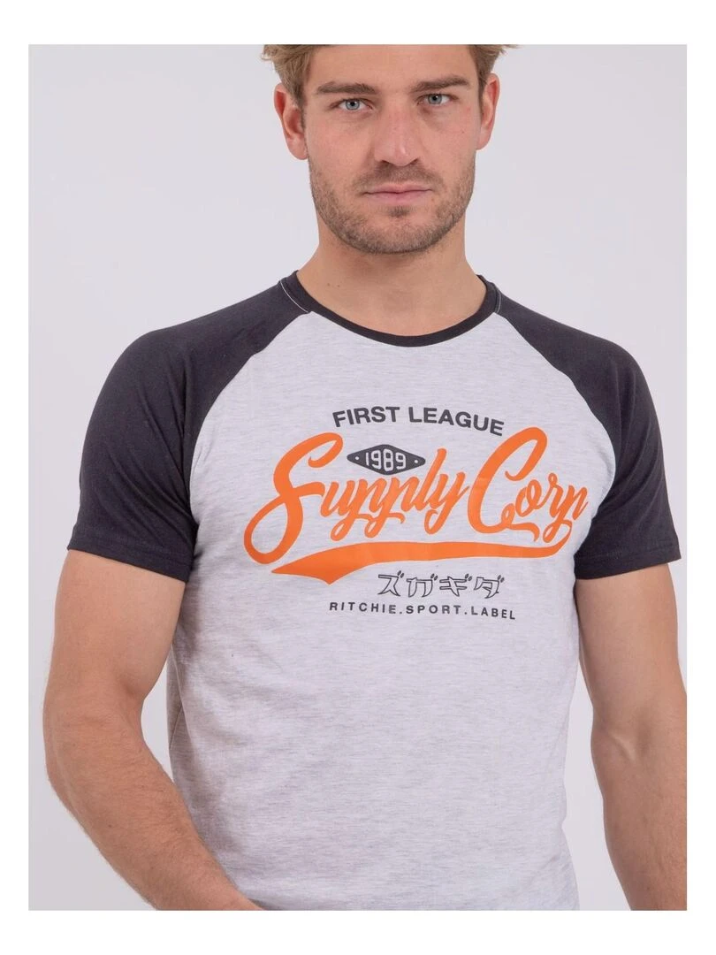 T shirt col rond pur coton NECHIN   Noir