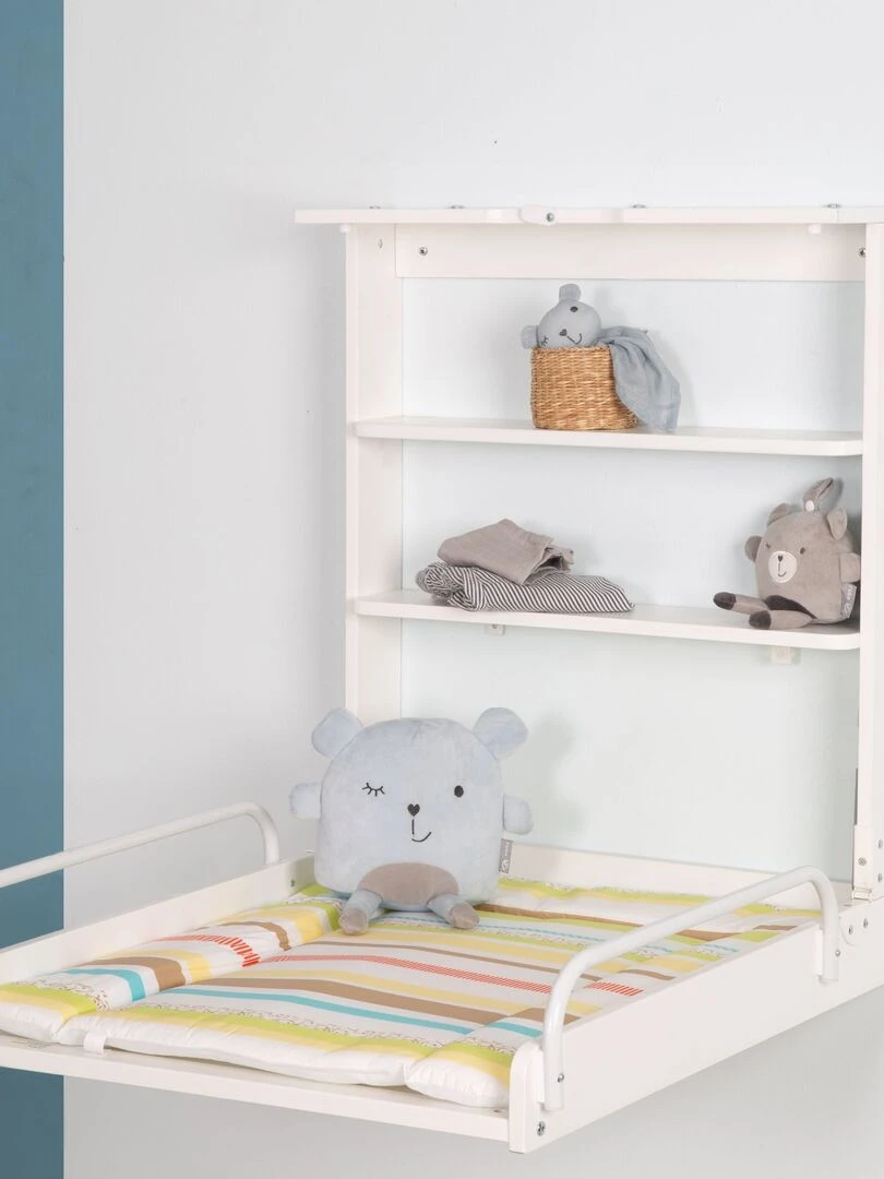 ROBA Table À Langer Murale + Matelas À Langer "Dschungelbaby" Blanc Blanc