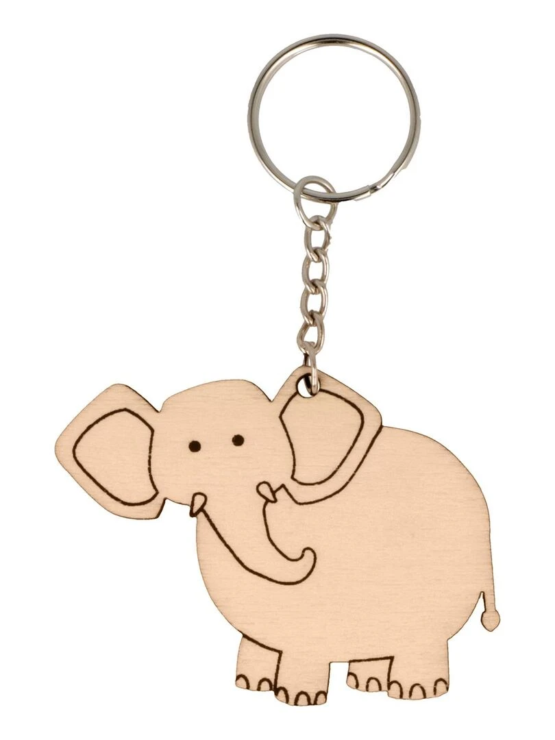 Porte clés éléphant en bois Beige