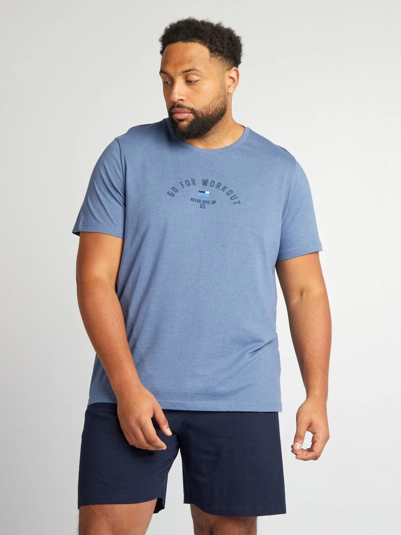 Pyjma court Tee shirt + short 2 pièces Bleu marine