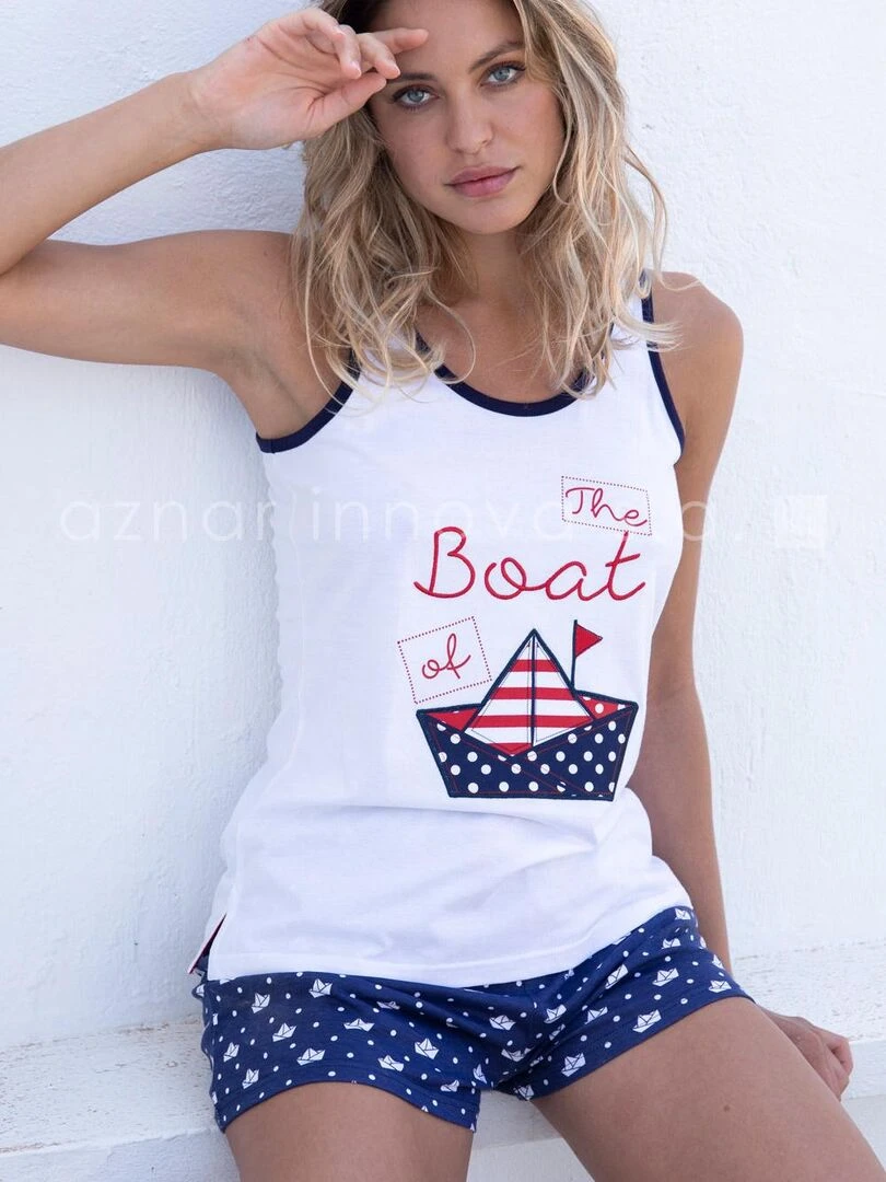 Pyjama short débardeur Paper Boat blanc   Blanc