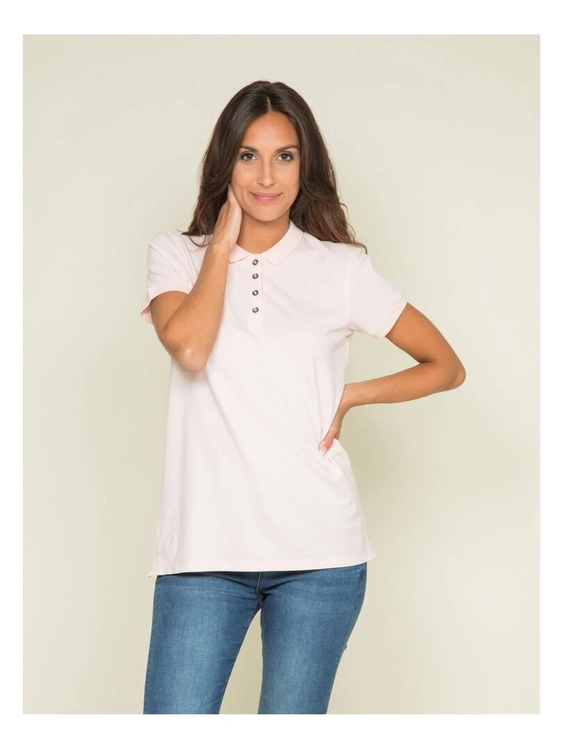 Polo manches courtes en coton piqué FOLORA Rose