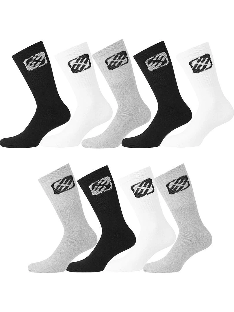 Lot de 9 Paires de Chaussettes Tennis homme assorties Freegun Blanc